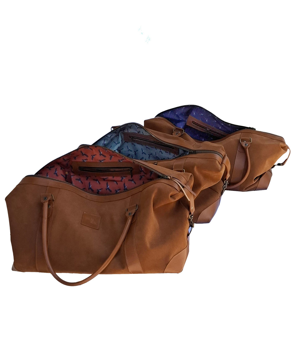Bolso ULMMO Carpincho camel - forro cóndor azul