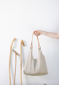Cartera 100% lino beige con forro blanco y cierre