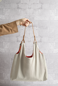 Cartera 100% lino Beige con forro Salmón