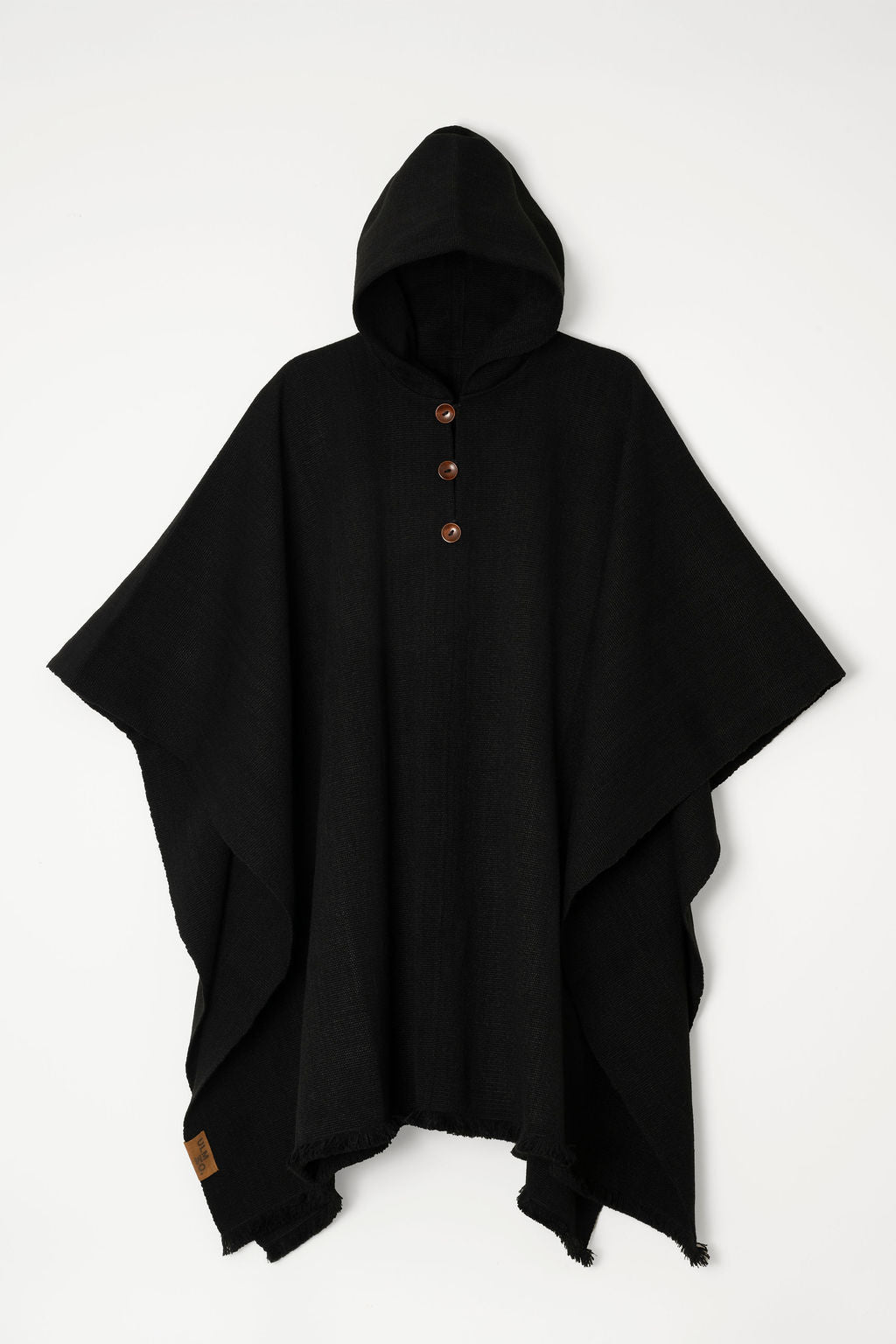 Poncho Tradicional Lana con Capucha - Negro - Creado en Chile