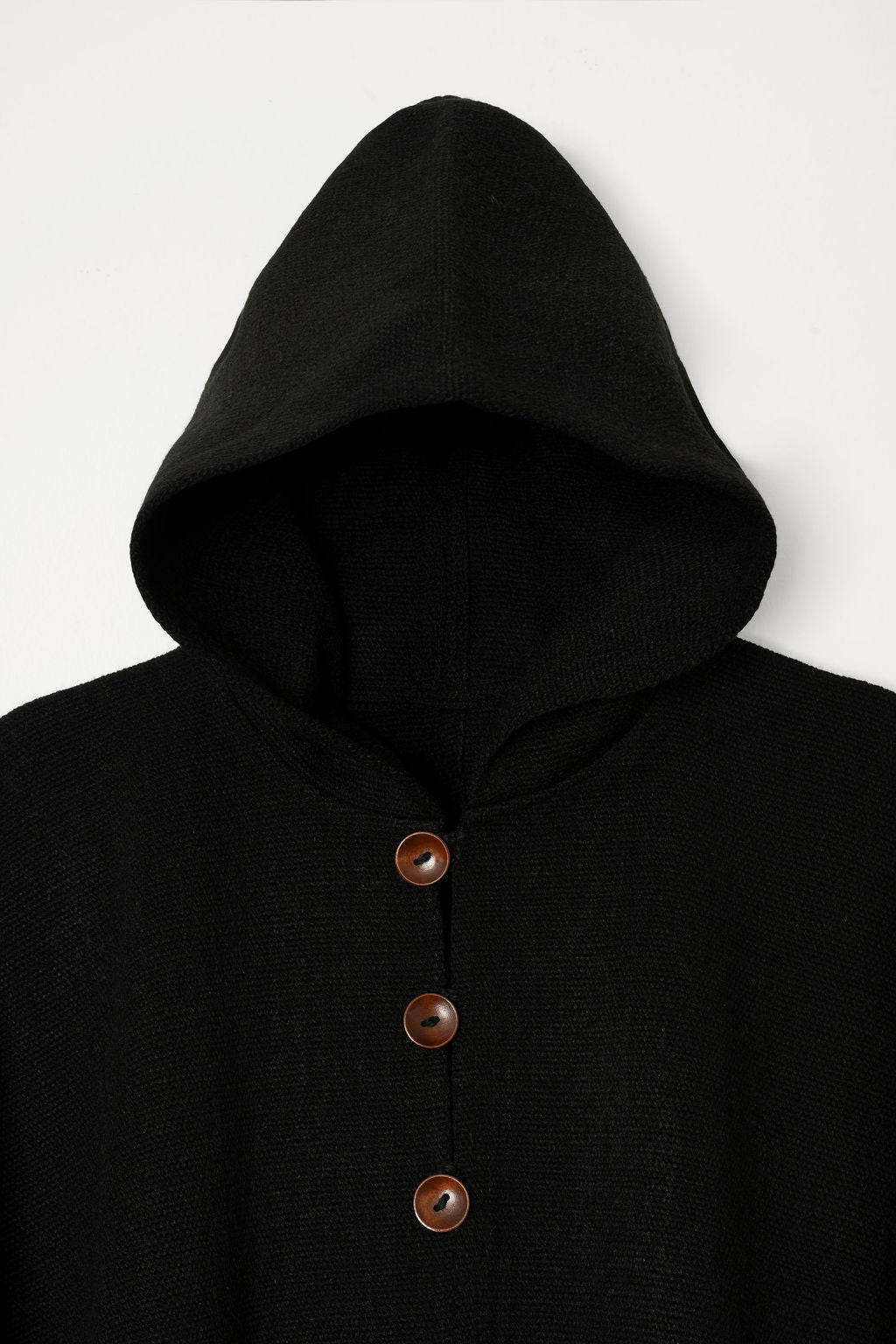 Poncho Tradicional Lana con Capucha - Negro - Creado en Chile