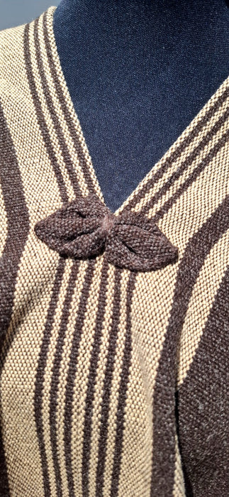 Poncho Cordoncillo -  Lana y Alpaca  - Café Moro con Beige