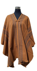 Poncho Tradicional Lana - Camel con líneas Gris Marengo