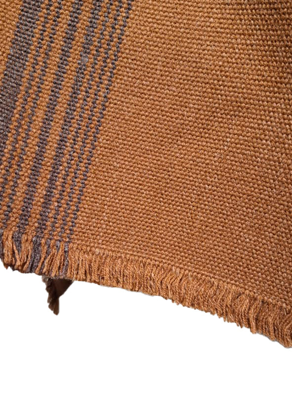Poncho Tradicional Lana - Camel con líneas Gris Marengo