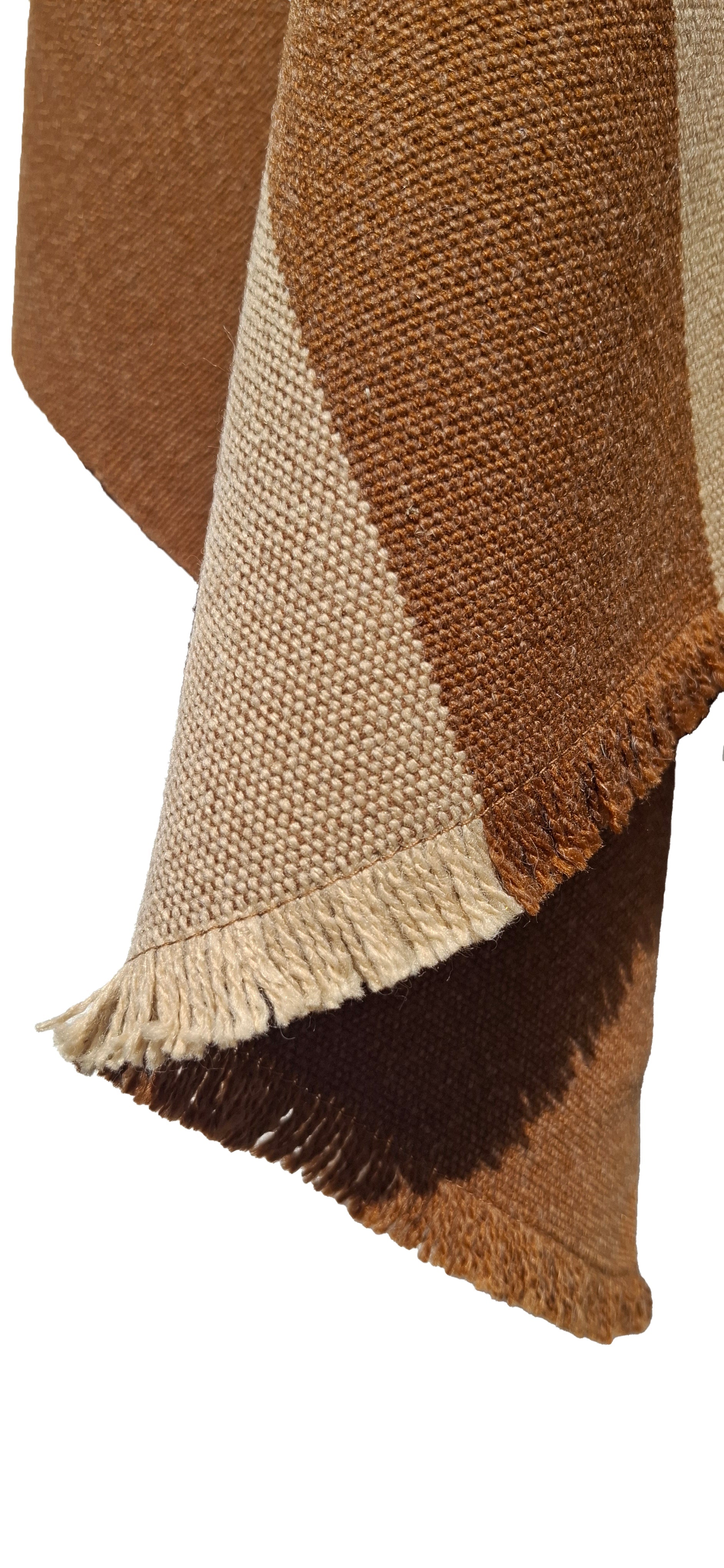 Poncho 5 Líneas Sin capucha   -  Lana y Alpaca-Vicuña con Beige