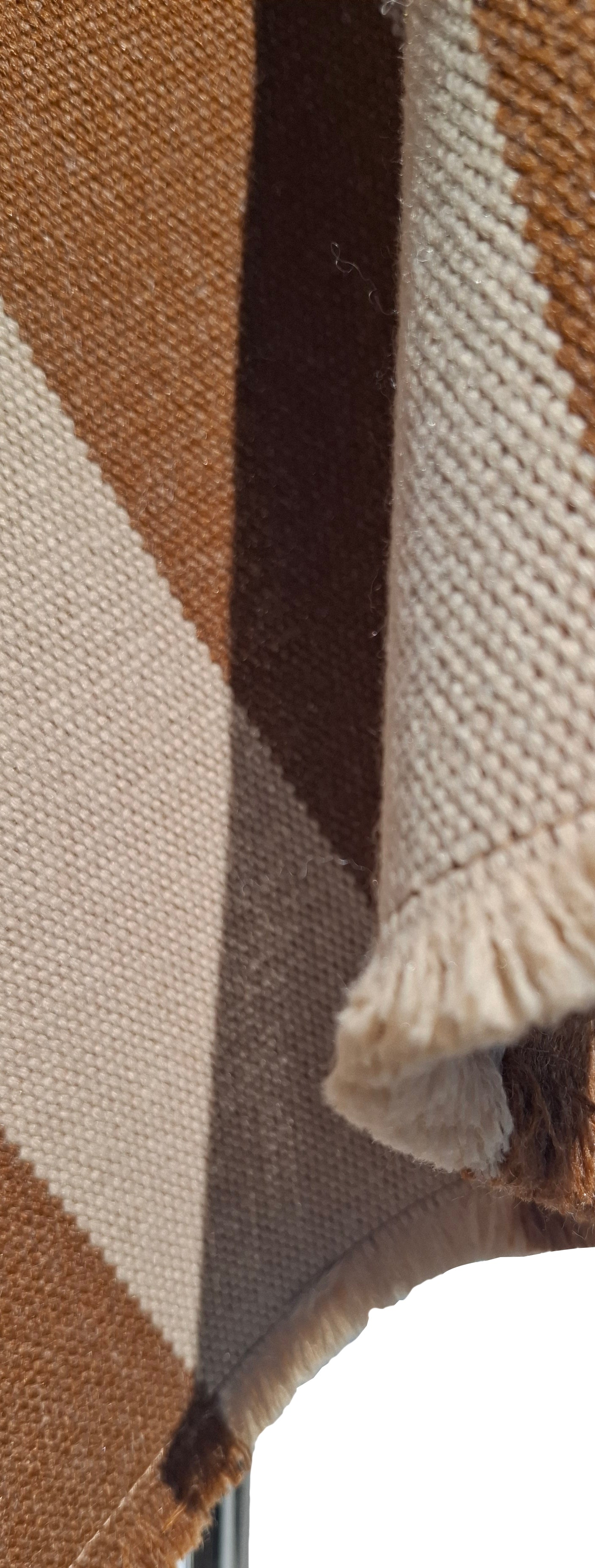 Poncho 5 Líneas Sin capucha   -  Lana y Alpaca-Vicuña con Beige
