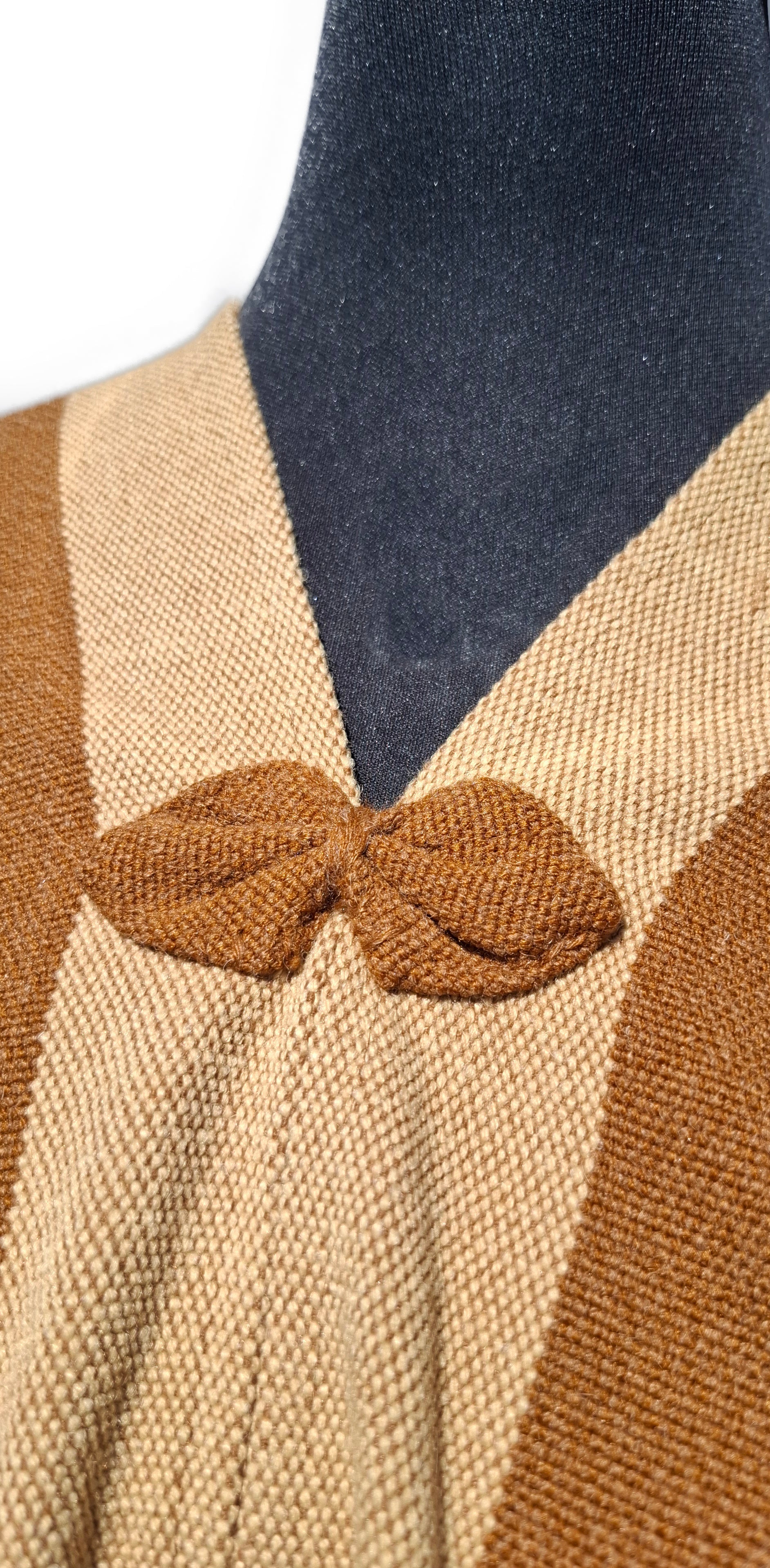 Poncho 5 Líneas Sin capucha   -  Lana y Alpaca-Vicuña con Beige