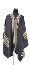 Poncho Peinecillo -  Lana y Alpaca  - Marengo con Beige - Creado en Chile