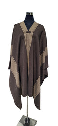Poncho diseño Mapuche - Lana y Alpaca - Café Moro Beige