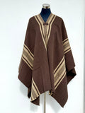 Poncho Peinecillo -  Lana y Alpaca  - Café Moro con Beige - Creado en Chile