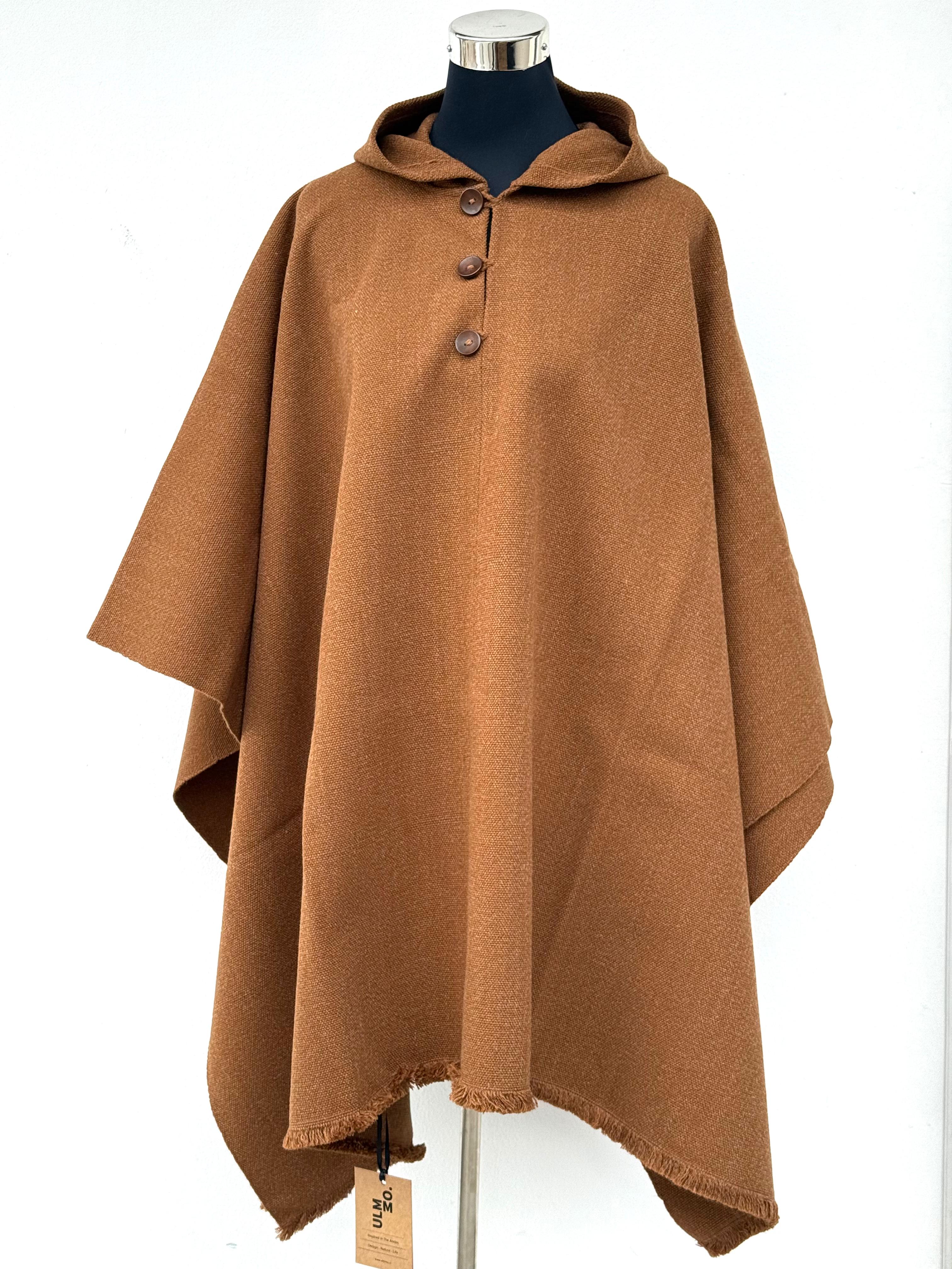 Poncho Tradicional Lana con Capucha - Camel - Creado en Chile