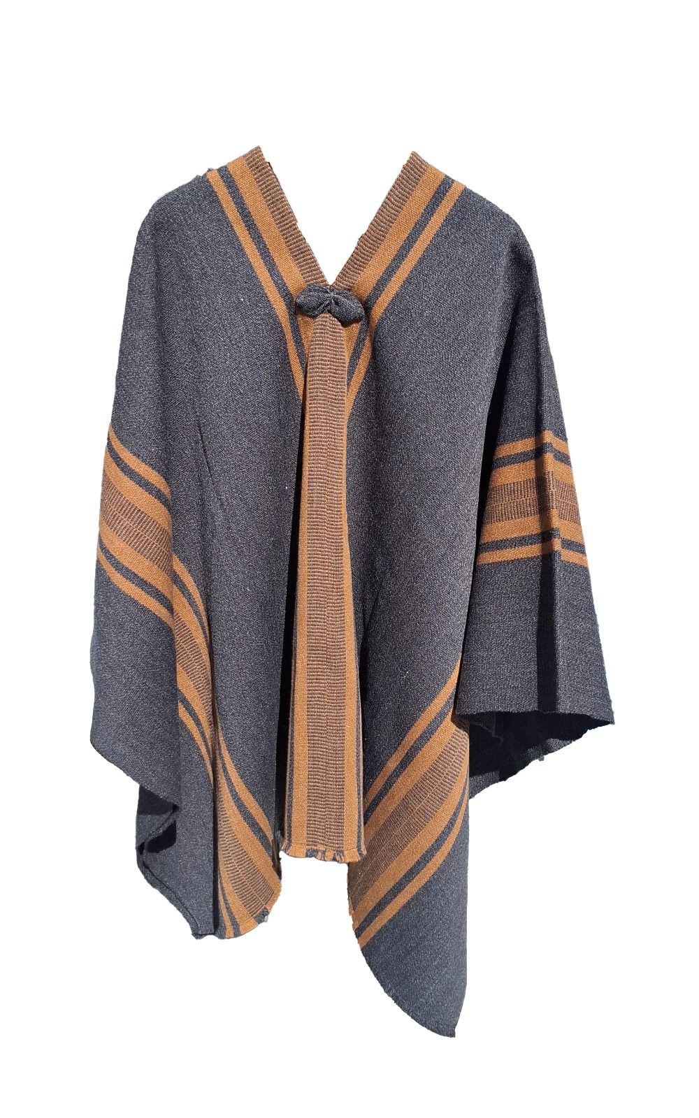 Poncho Peinecillo -  Lana y Alpaca  - Marengo con Camel - Creado en Chile