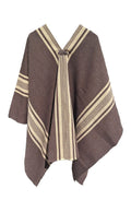 Poncho Cordoncillo -  Lana y Alpaca  - Café Moro Líneas Beige