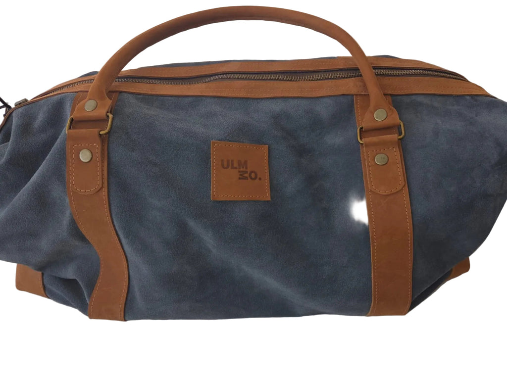 Bolso ULMMO cuero reno Azul Petróleo con mangos de cuero