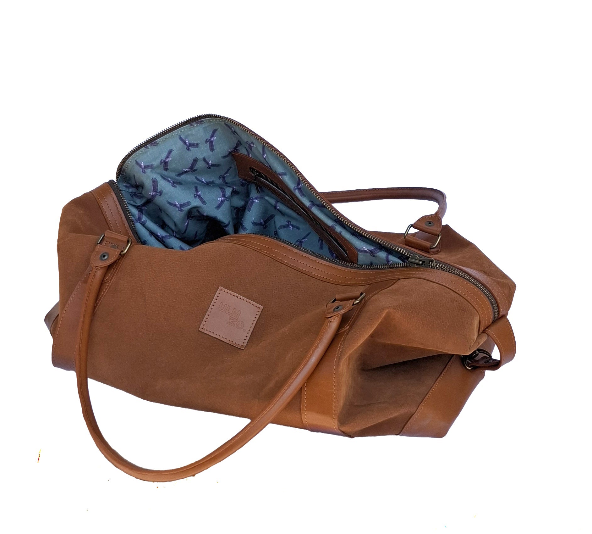 Bolso ULMMO Carpincho camel - forro cóndor Verde - Creado en Chile