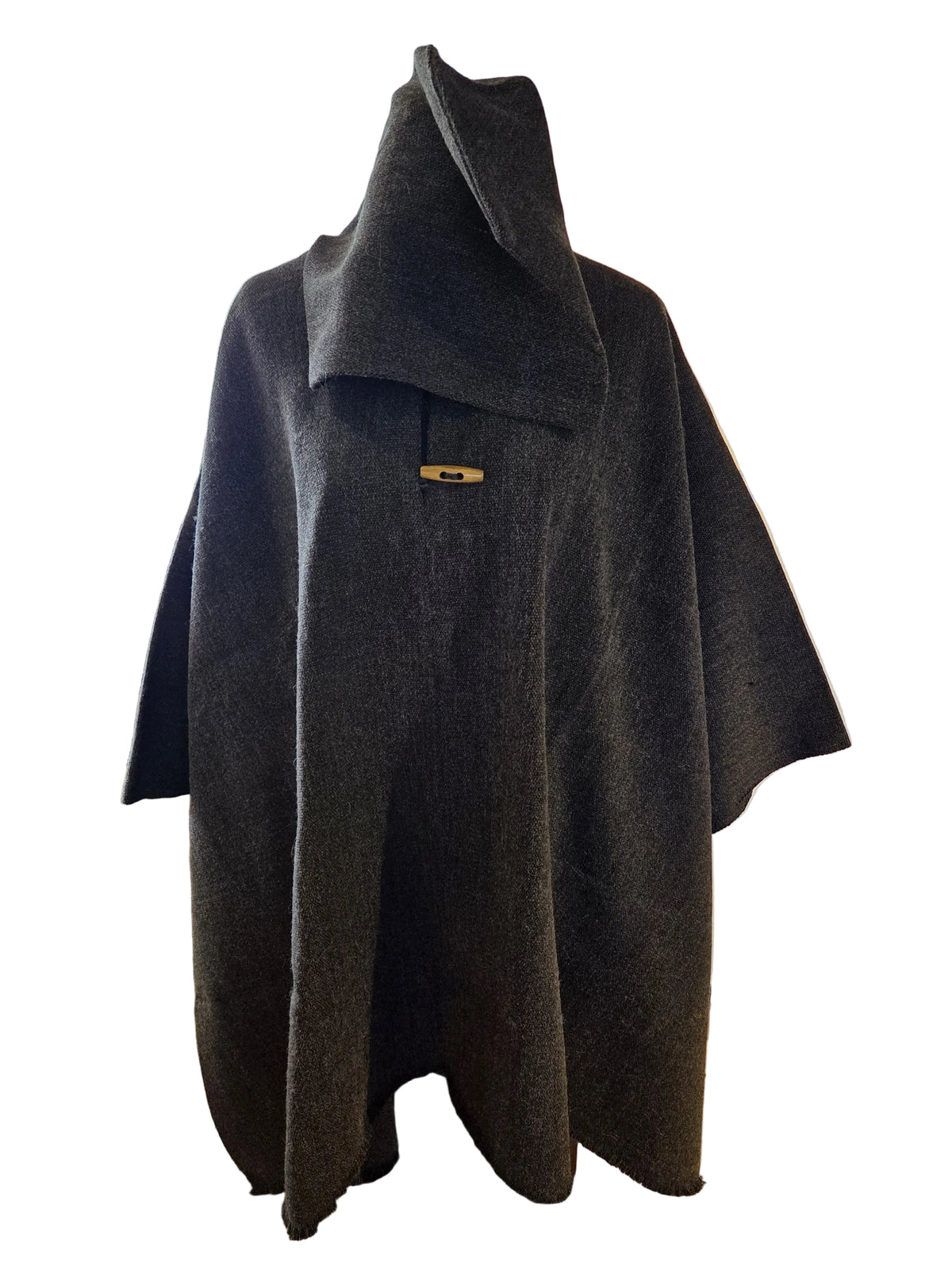 Poncho Tradicional con Capucha Lana y Alpaca Gris Marengo - ULMMO